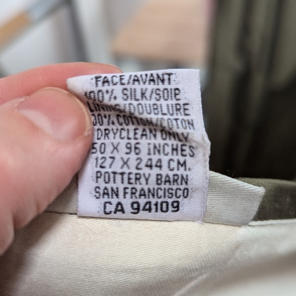 Four pottery Barn silk curtains in green 50 x 96 - Picture 4 of 4